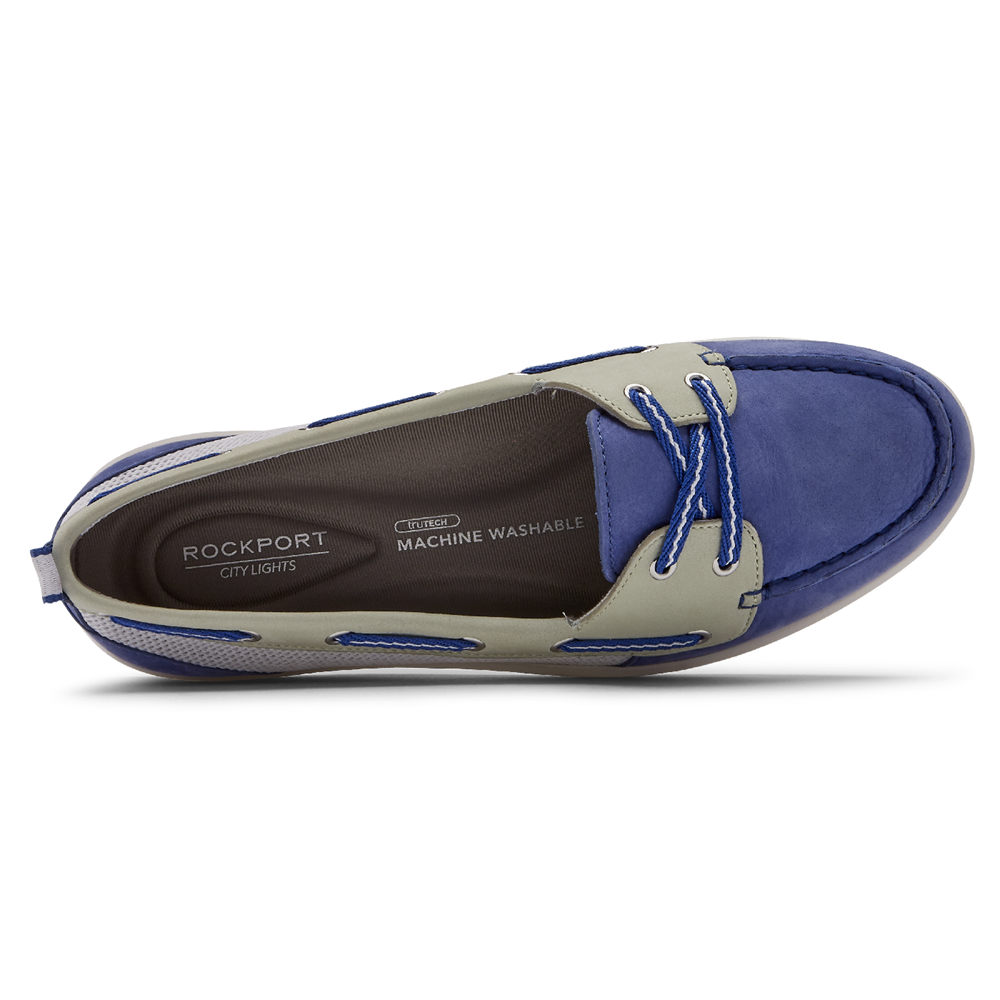 Rockport Womens Boat Shoes Blue - Ayva Washable - UK 534-TNEZPQ